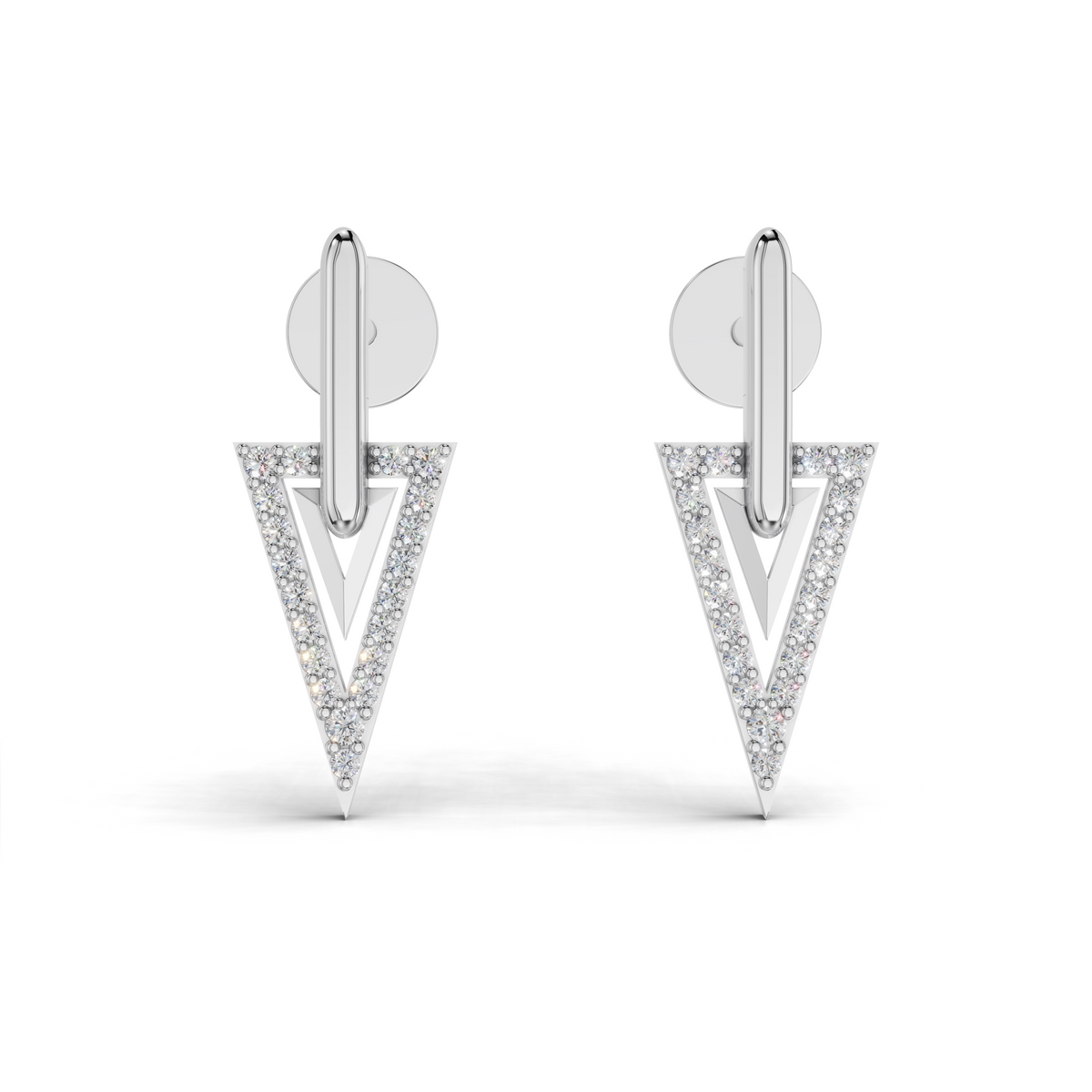 Geometric Triangle LGD Drop Earrings with Minimalist Diamond Outline – LWPD-0329-ER