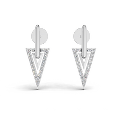 Geometric Triangle LGD Drop Earrings with Minimalist Diamond Outline – LWPD-0329-ER