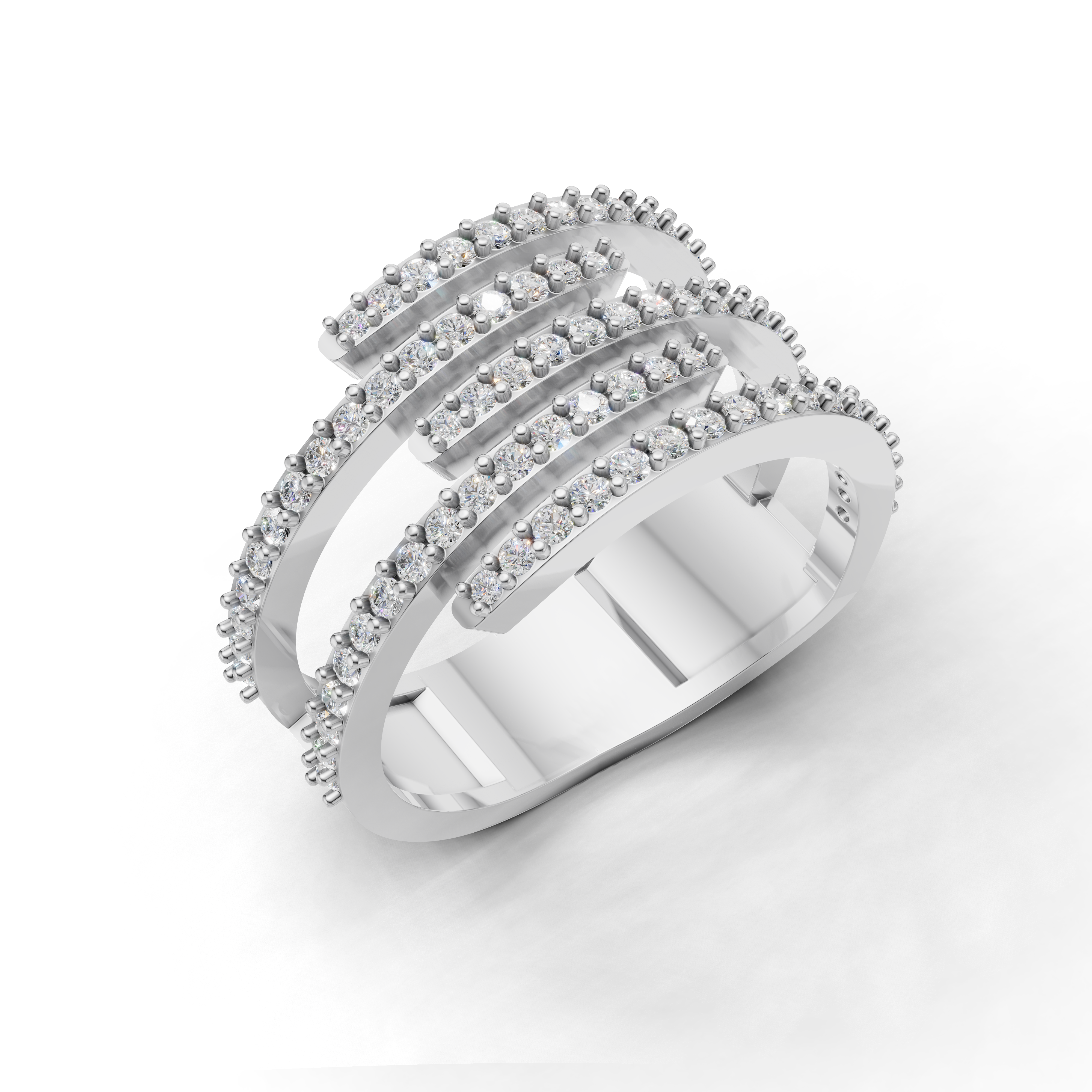 Round LGD Spiral Multi-Band Ring with Flowing Diamond Swirl Pattern – HWLR-0081