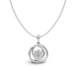 Round-Cut LGD Swirl Pendant Necklace with Circular Embrace Design – LWPD-0326