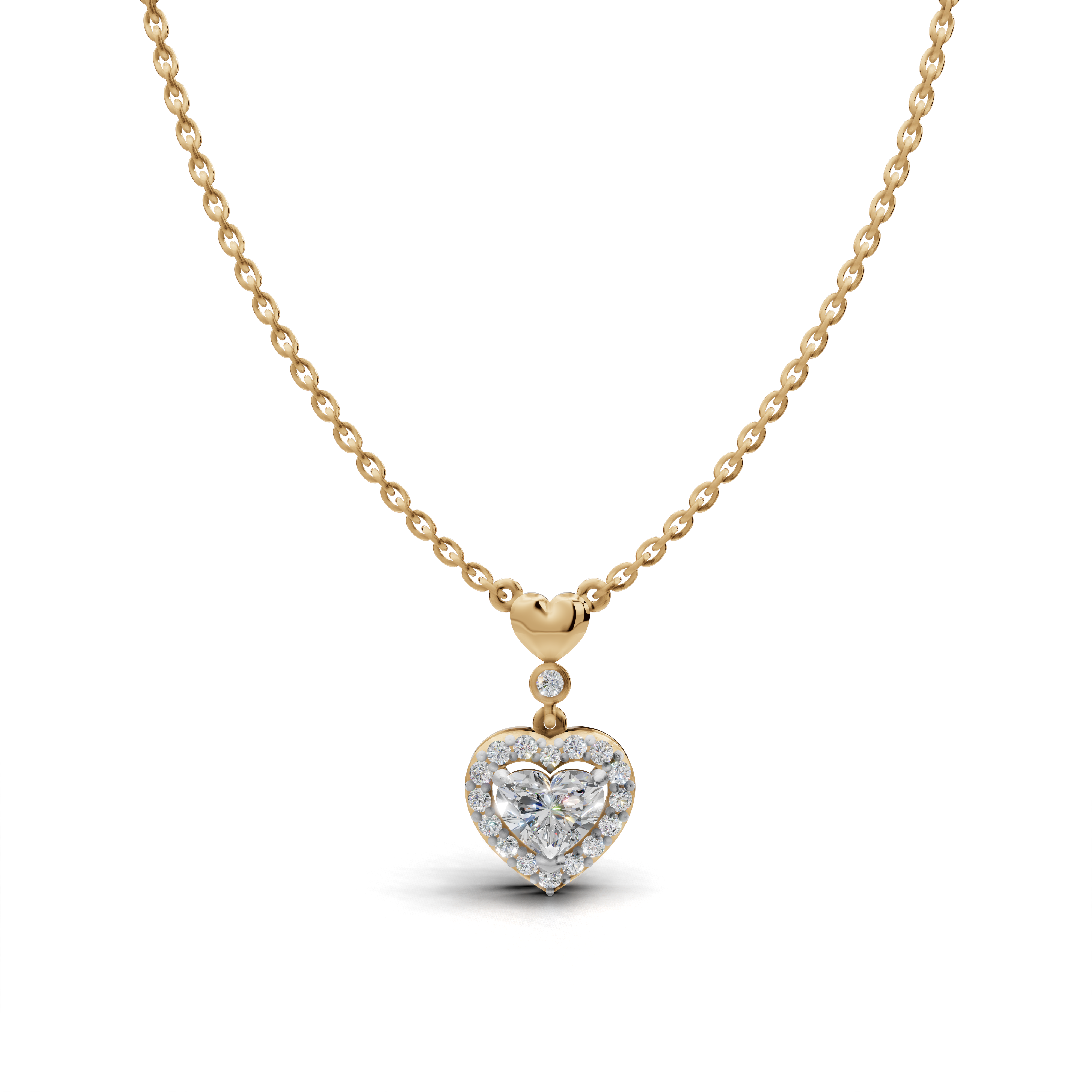 Heart-Cut LGD Halo Pendant Necklace with Romantic Diamond Surround – LWPD-0321