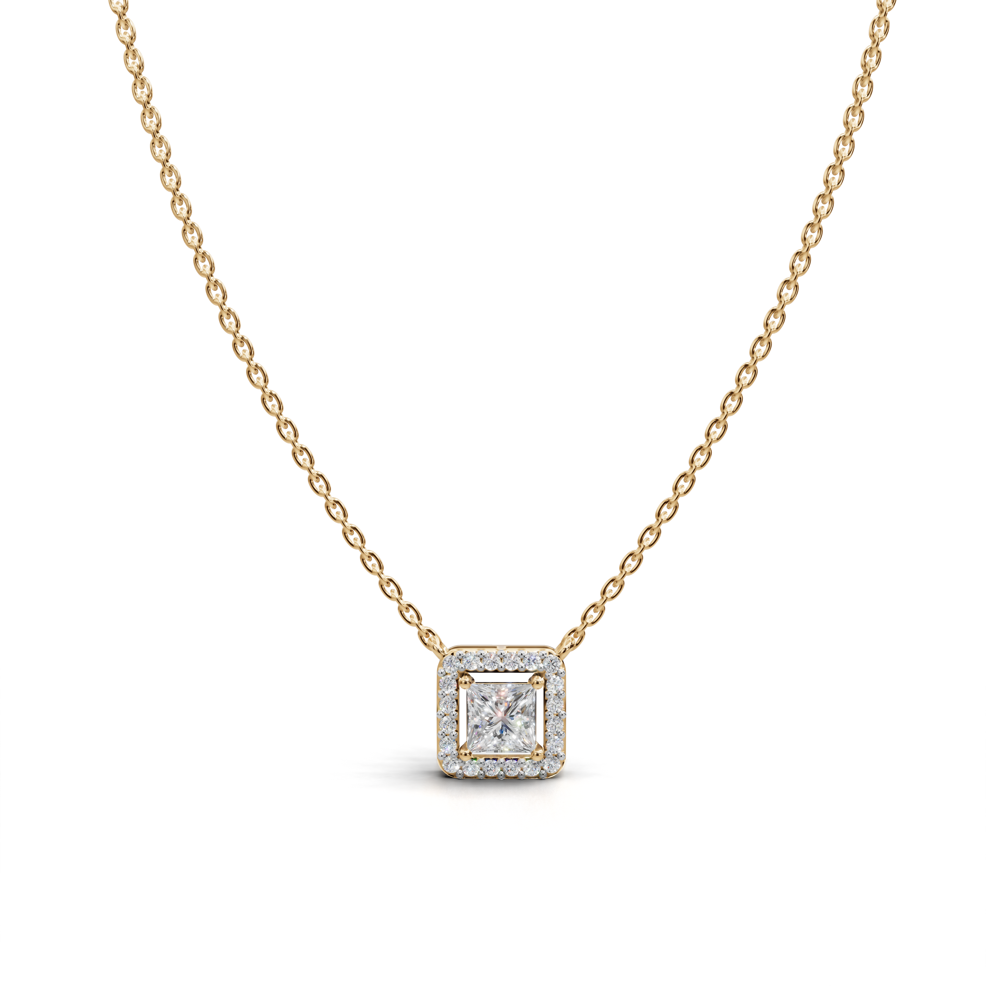 Classic LGD Halo Pendant Necklace with Timeless Diamond Surround – LWPD-0319