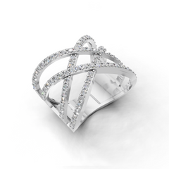 Criss-Cross LGD Open X-Motif Multi-Band Diamond Ring – HWLR-0084