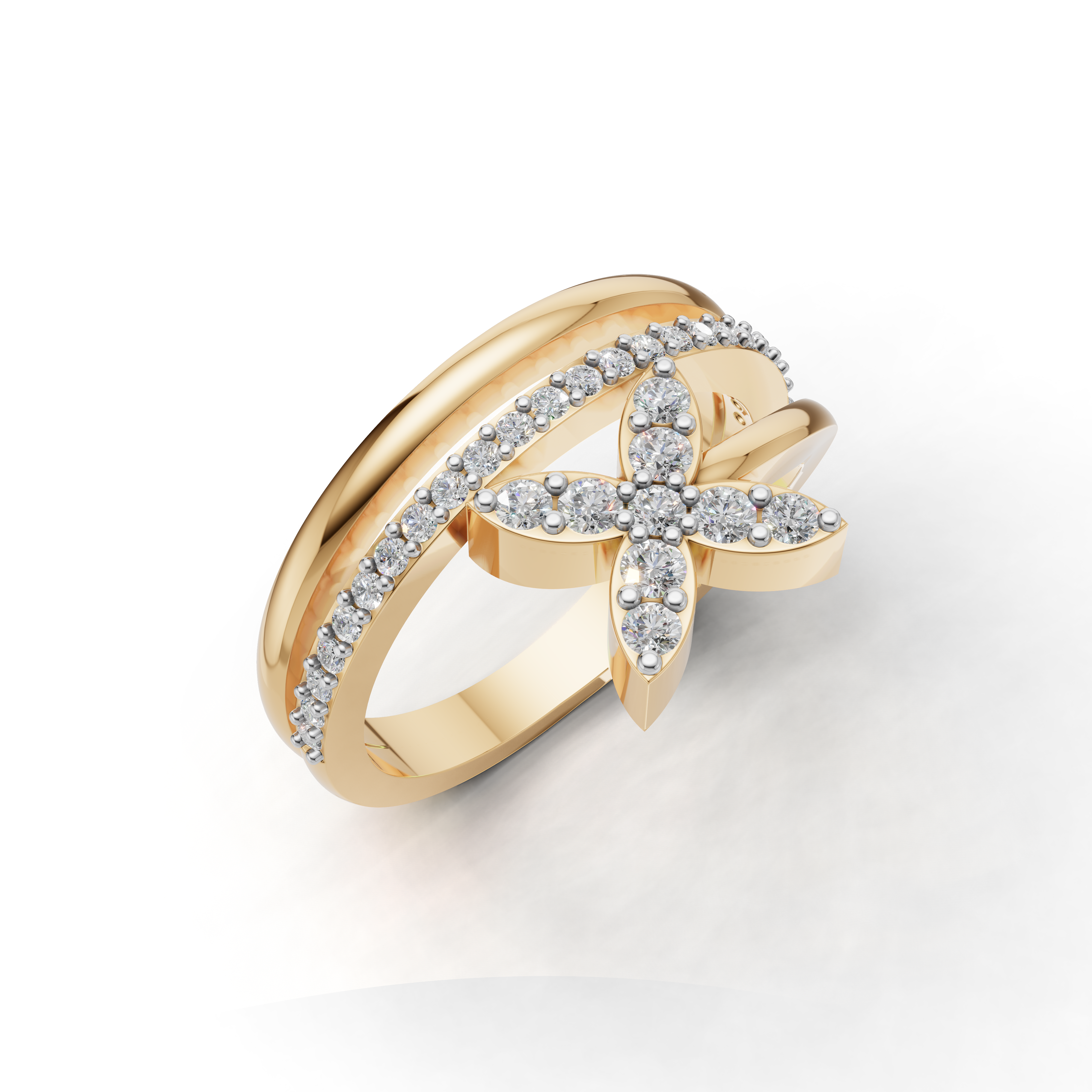 Exquisite Diamond Flower Ring - HWLR-0082