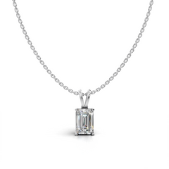 Emerald-Cut LGD Solitaire Pendant Necklace with Clean Geometric Silhouette – LWPD-0115