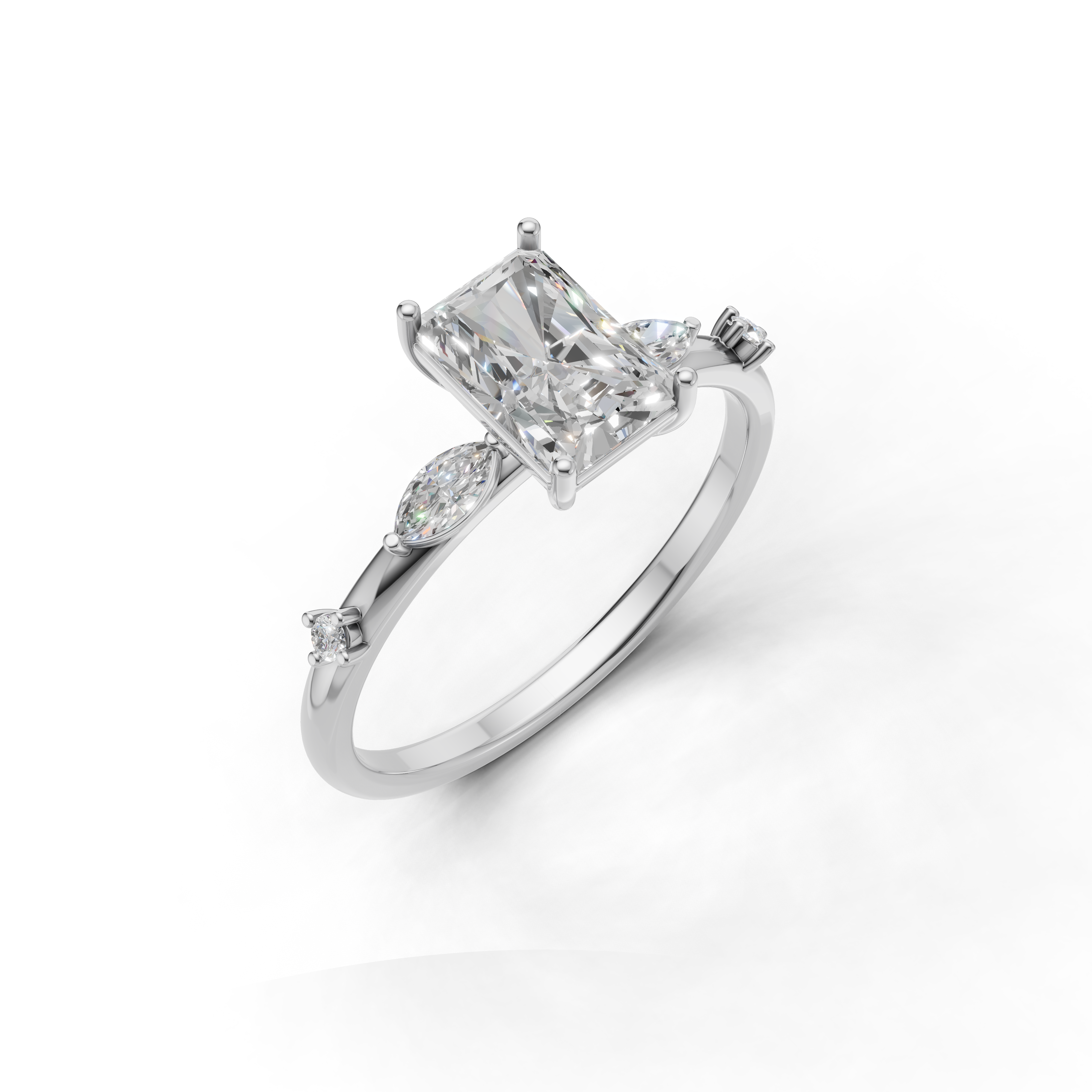 Radiant-cut Diamond Engagement Ring - SOLR-0548