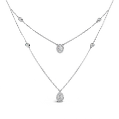 Layered LGD Double-Chain Necklace with Spaced Diamond Station Pattern – LWPD-0323