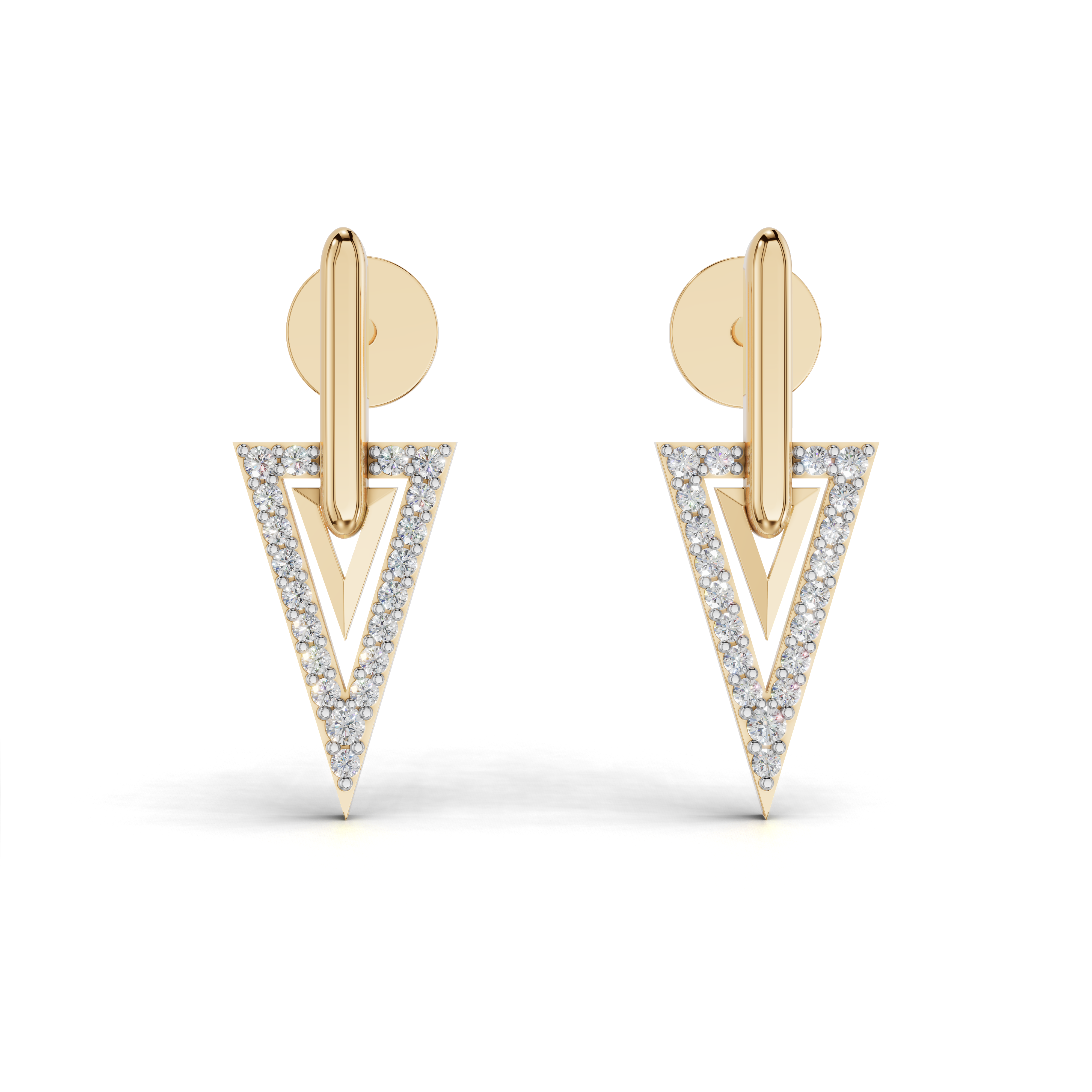 Geometric Triangle LGD Drop Earrings with Minimalist Diamond Outline – LWPD-0329-ER