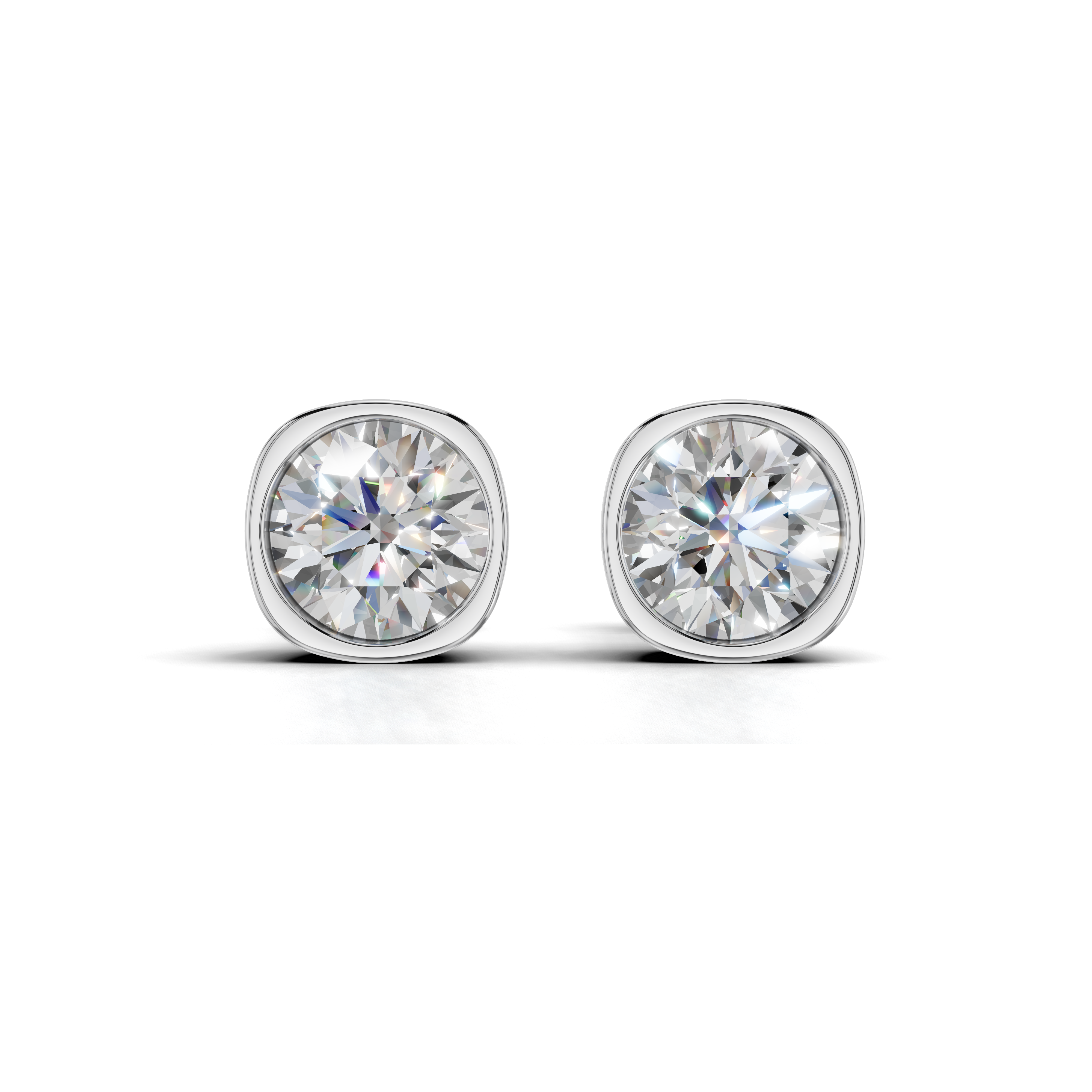 Bezel-Set Moissanite Stud Earrings