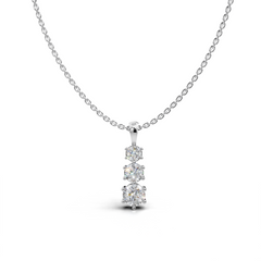 Three Round LGD Vertical Trilogy Pendant Necklace with Linear Arrangement – LWPD-0318