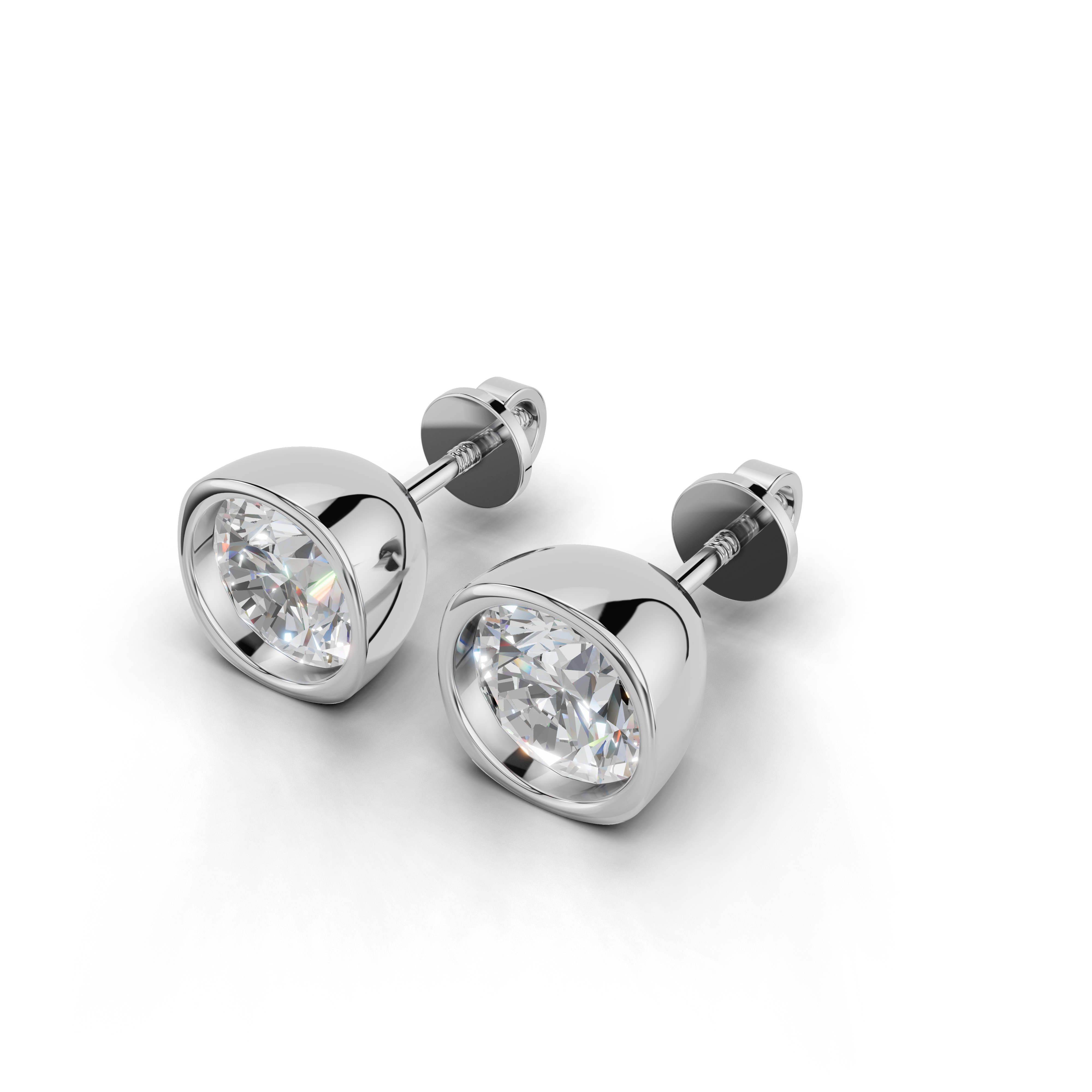 Bezel-Set Moissanite Stud Earrings