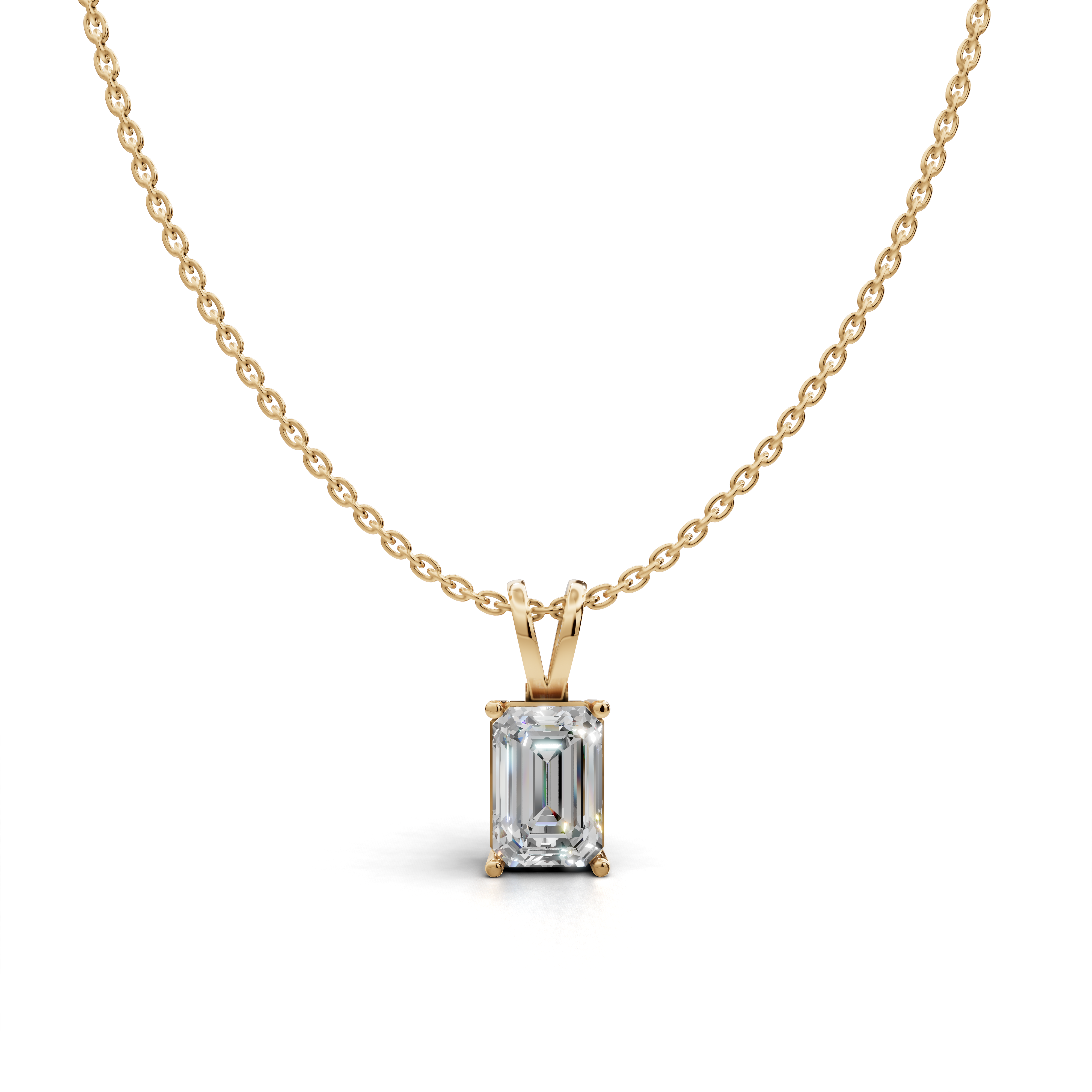 Emerald-Cut LGD Solitaire Pendant Necklace with Clean Geometric Silhouette – LWPD-0115