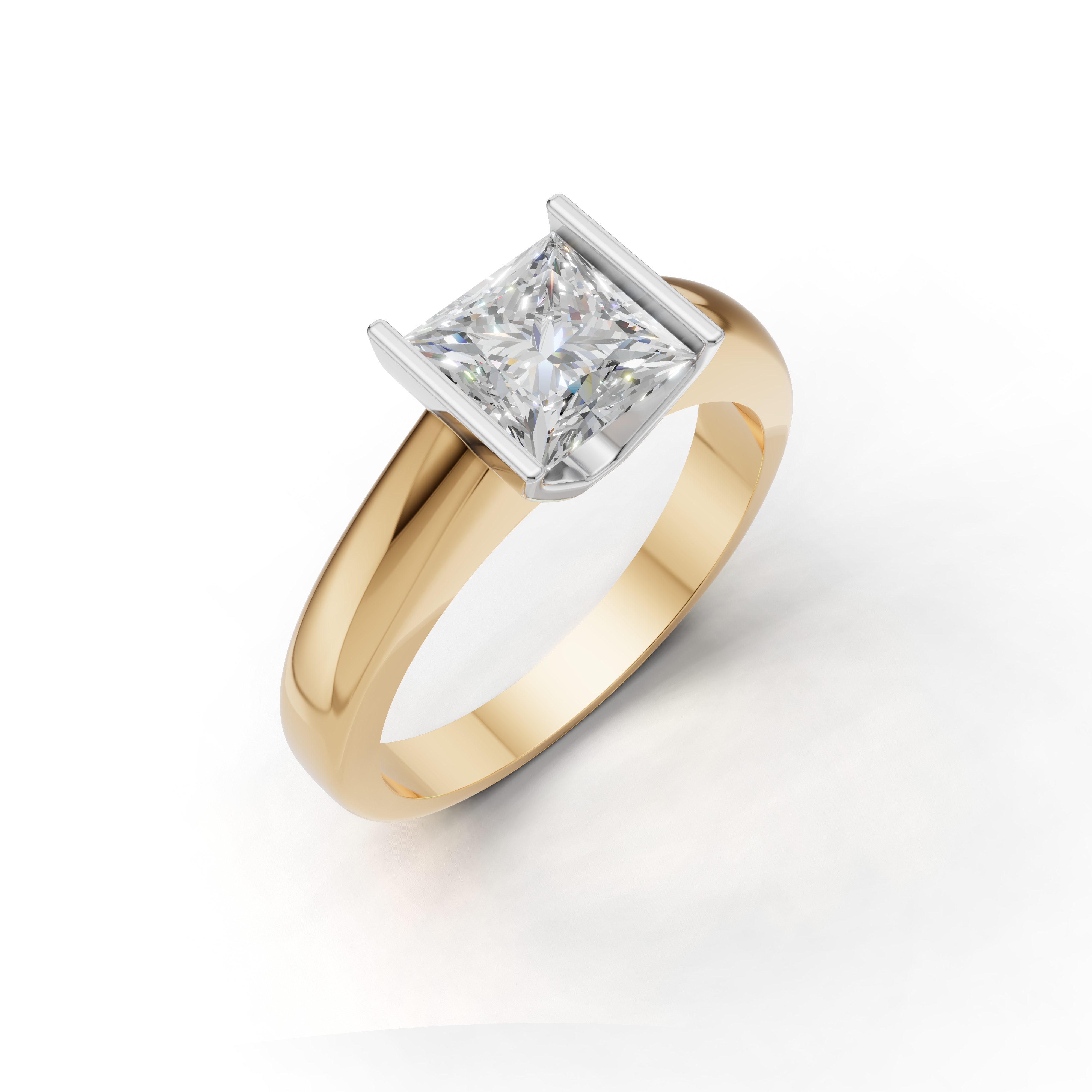Princess-Cut LGD Centre Ring with Clean Angular Diamond Design – HWGR-0196