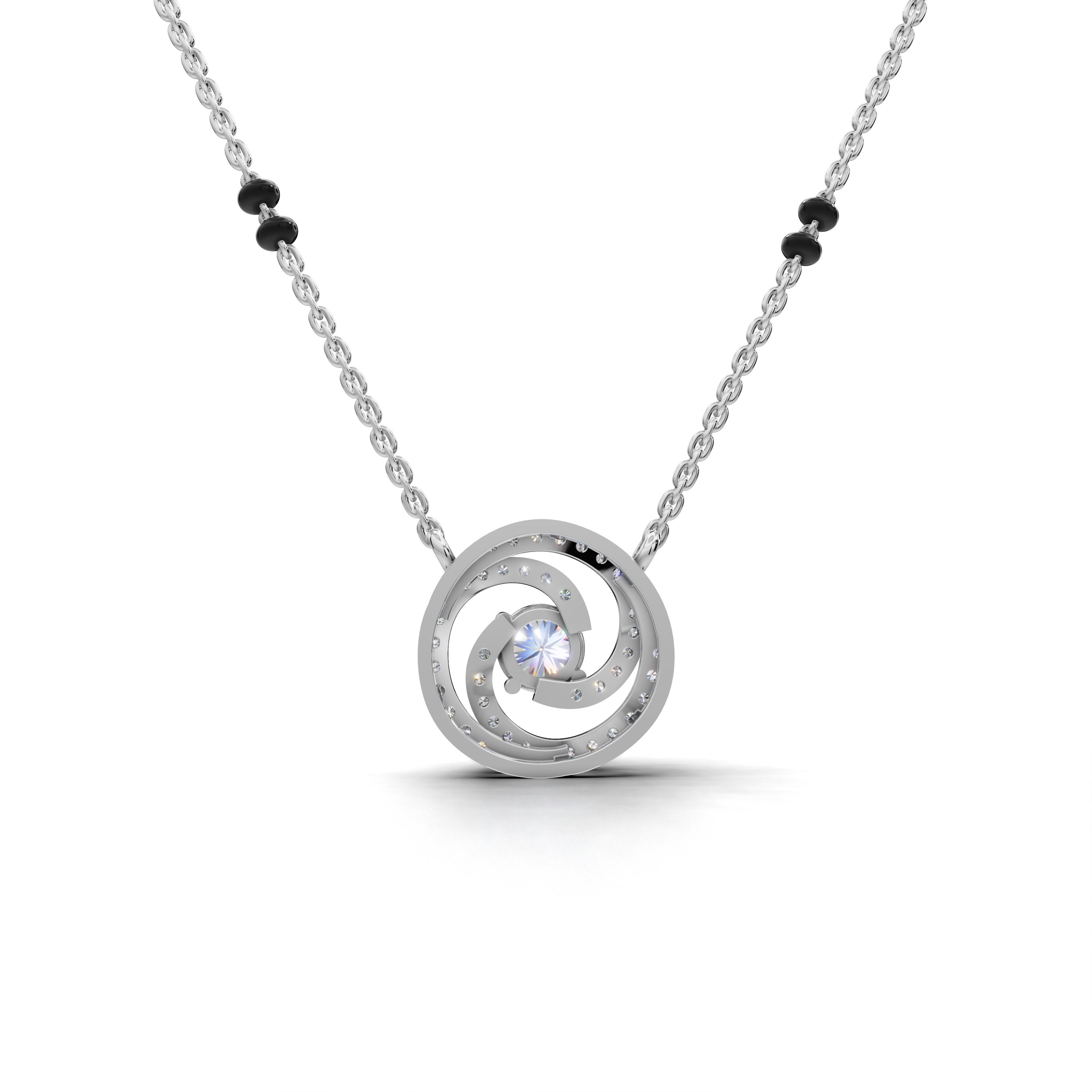 Swirl Diamond Mangalsutra Pendant Necklace
