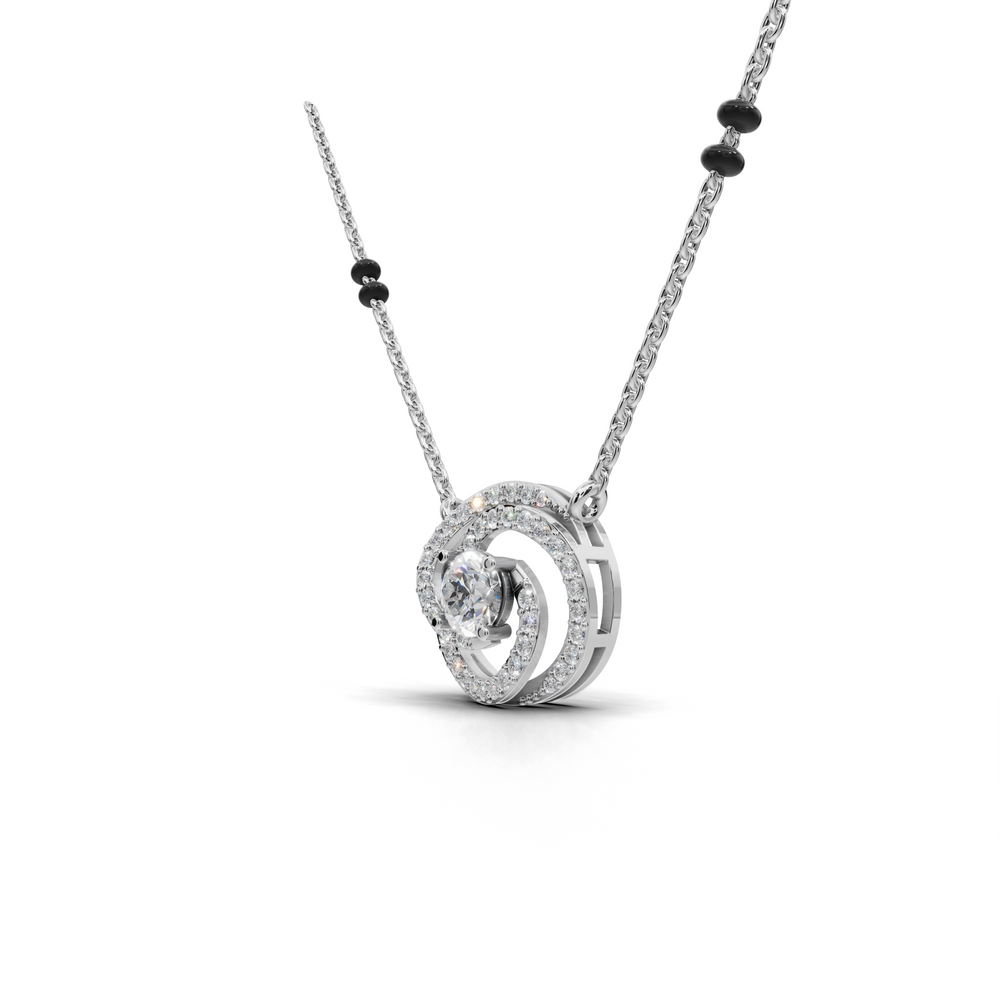 Swirl Diamond Mangalsutra Pendant Necklace