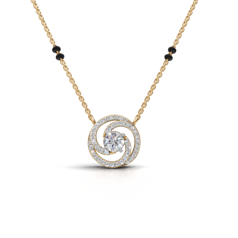 Swirl Diamond Mangalsutra Pendant Necklace