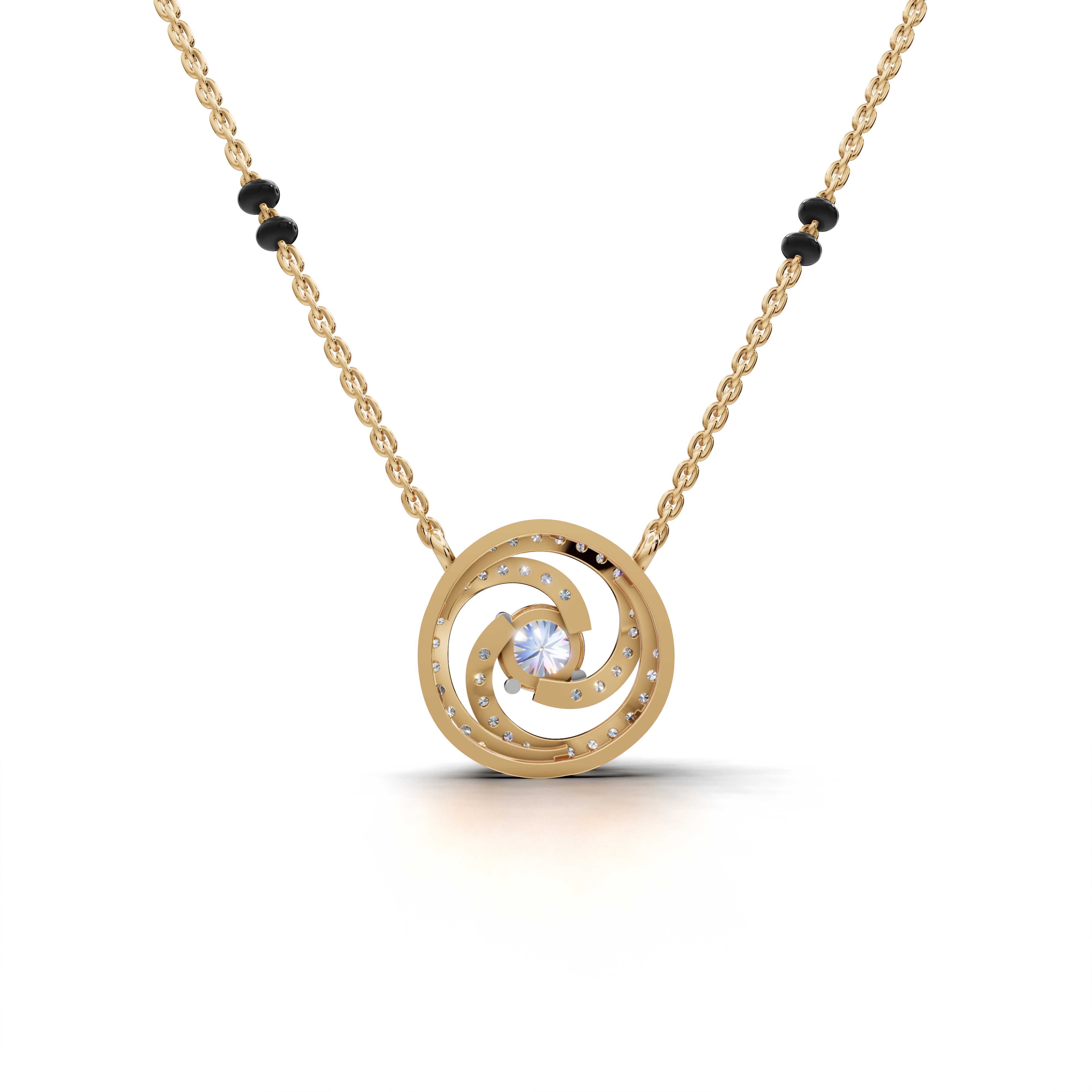 Swirl Diamond Mangalsutra Pendant Necklace