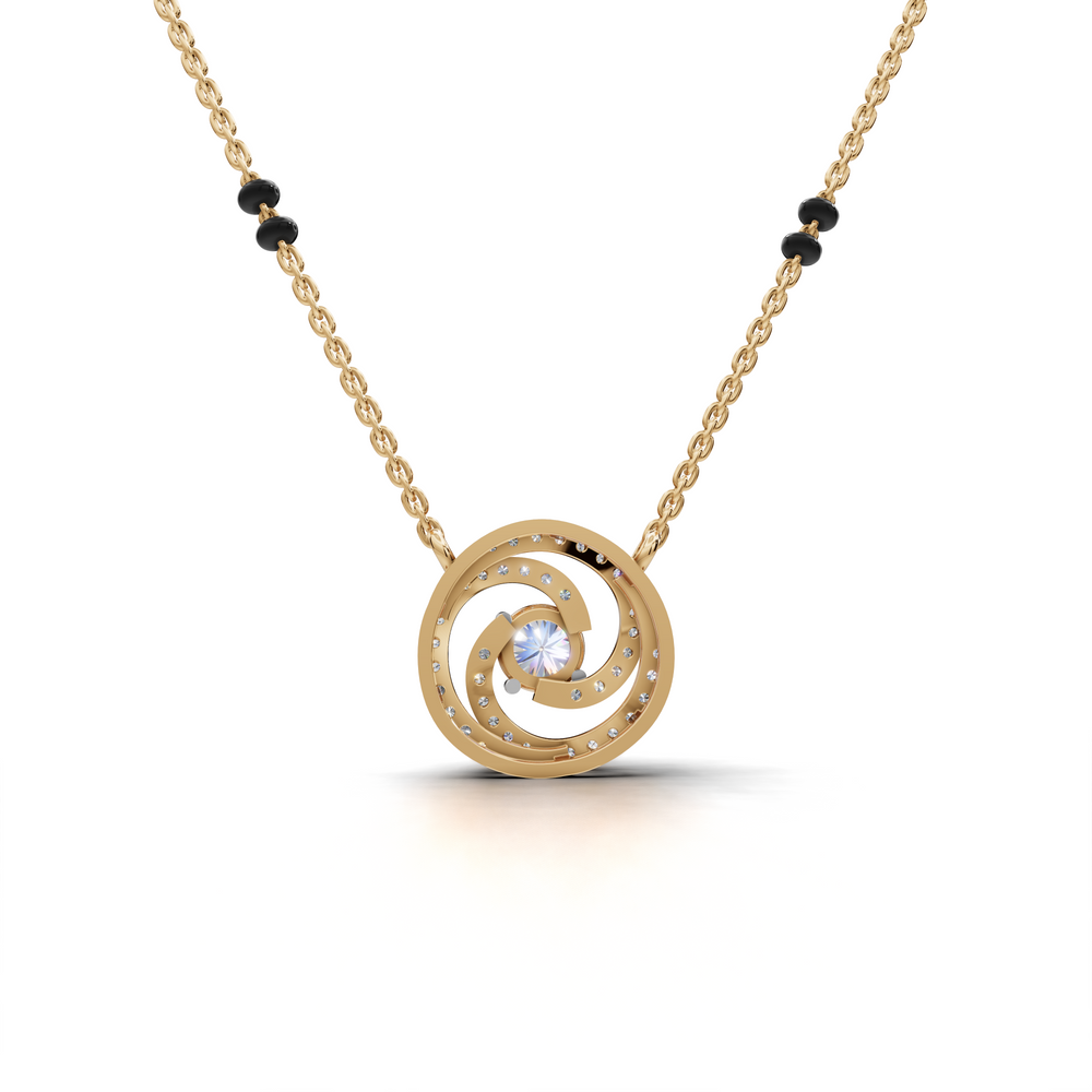 Swirl Diamond Mangalsutra Pendant Necklace