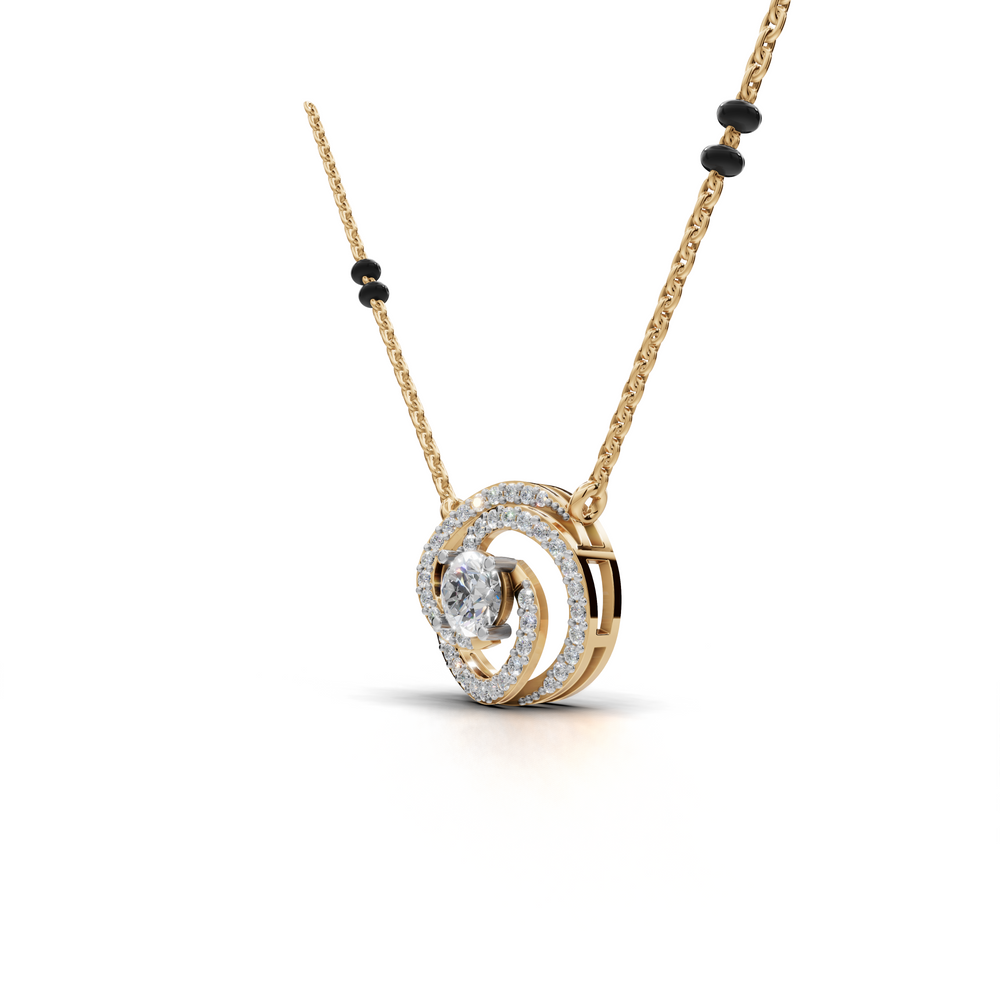 Swirl Diamond Mangalsutra Pendant Necklace