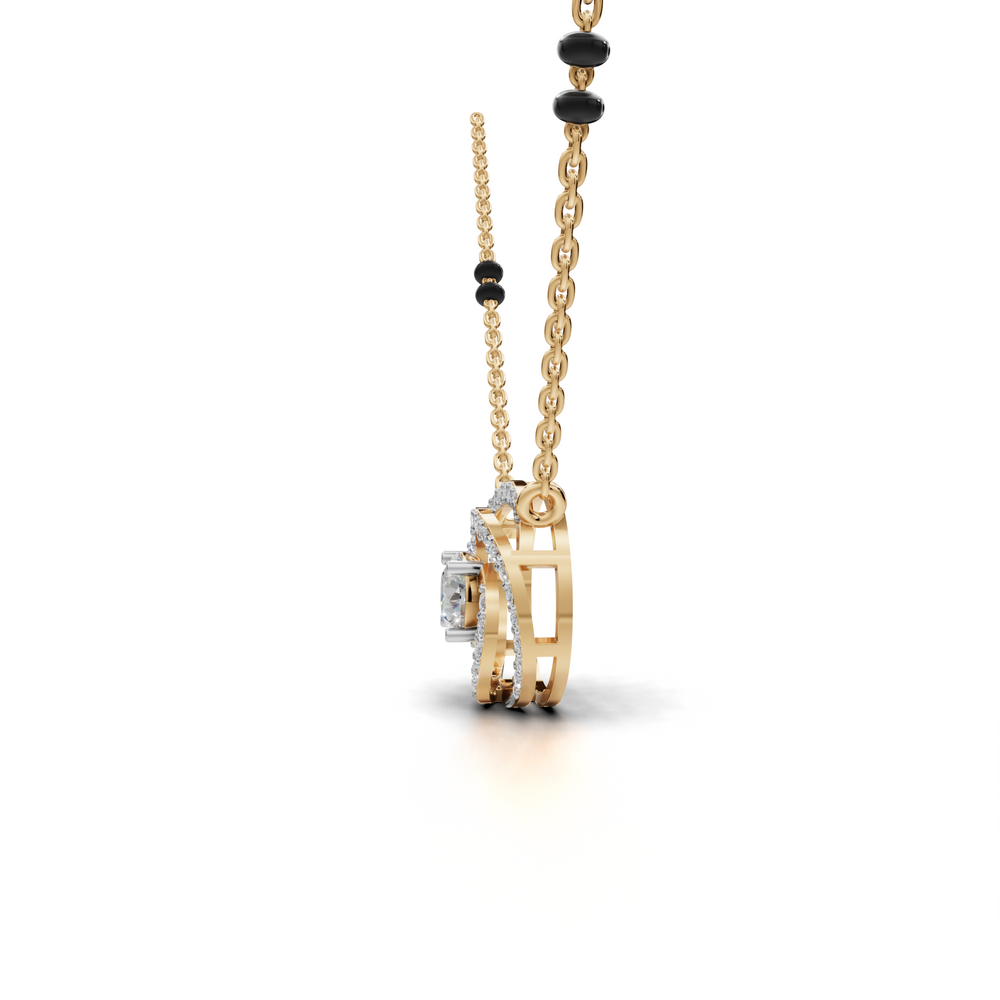 Swirl Diamond Mangalsutra Pendant Necklace